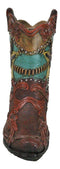 Western Star Texas Longhorn Colorful Faux Tooled Leather Cowboy Boot Money Bank