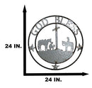 Large 24" Rustic Western Praying Cowboy Cowgirl God Bless Metal Wall Circle Sign