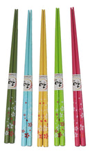 5 Pairs Of Sakura Cherry Blossoms Ceramic Rests With Wooden Chopsticks Set