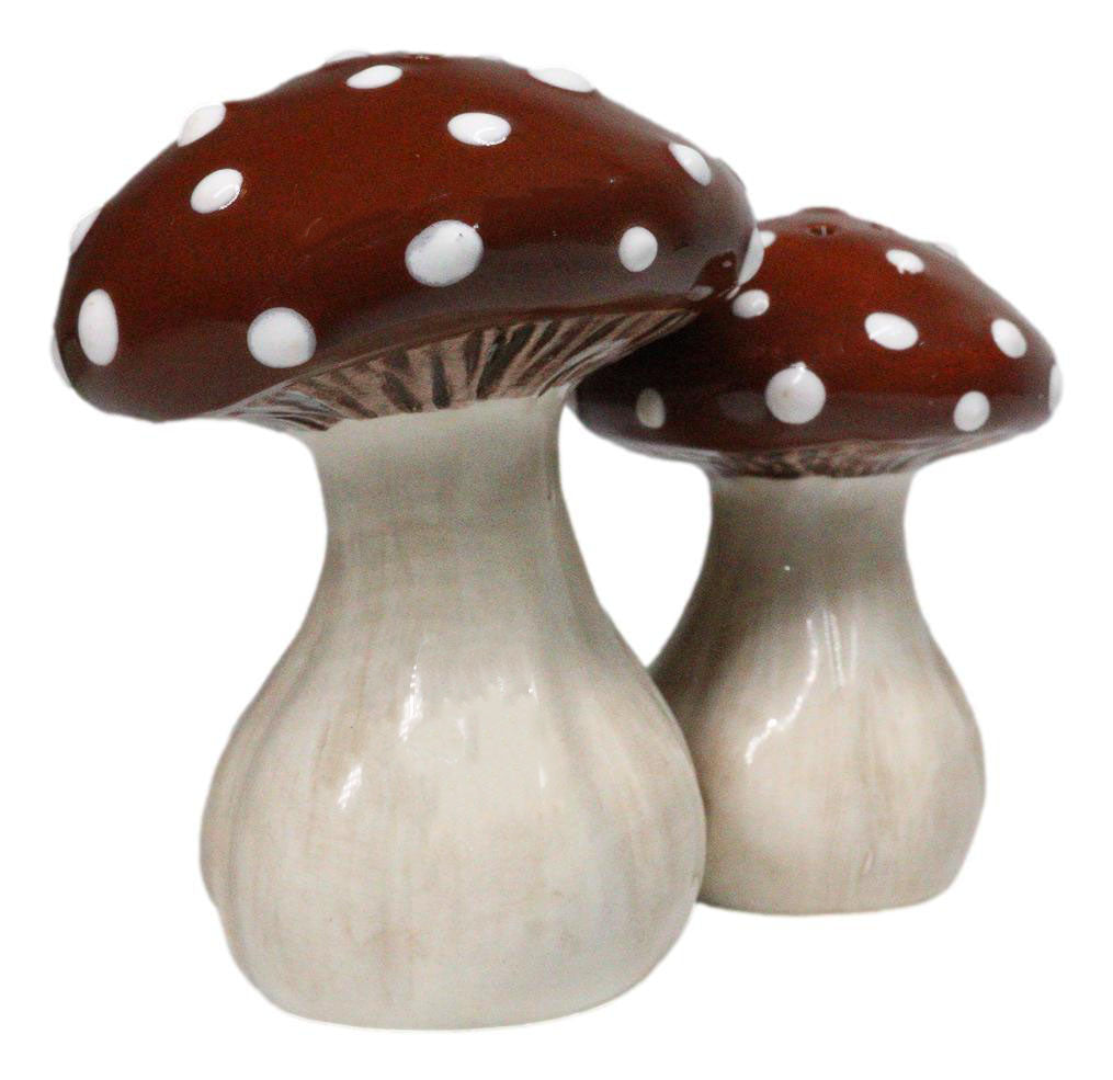 Wild Red With White Polkadots Toadstool Mushrooms Fungi Salt And Pepper Shakers