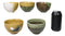 Abstract Art Tenmoku Glazed Ceramic 10oz Matcha Tea Bowl Set of 5 Made In Japan