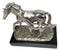 Western Horse and Foal Chrome Electroplated Resin Figurine With Museum Base