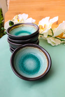 Pack Of 6 Green Crackle Midori Kannyu Wavy Round Condiment Sauce Dishes 2oz