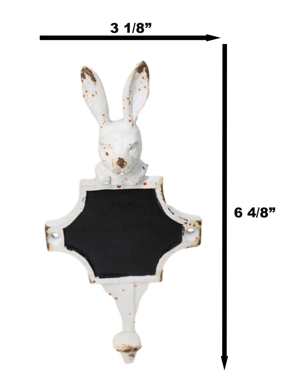 Pack Of 2 Antique White Pewter Bunny Rabbit Head Wall Coat Hooks With Chalkboard