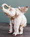 Whimsical Angel Winged Elephant With Trunk Up Faux Wood Carving Resin Figurine