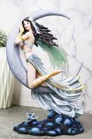 Celestial Dream Voyage Crescent Moon Lullaby Fairy Floating On Clouds Statue