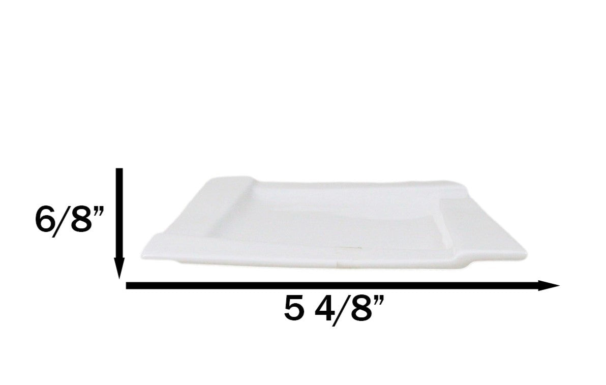 Set Of 6 Contemporary White Porcelain Square Salad Appetizer Dessert Plates 5.5"