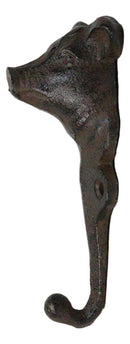 Pack Of 2 Cast Iron Farmhouse Rustic Pig Head Wall Coat Keys Leash Hats Hook