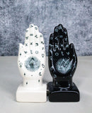 Black And White Fortune Teller Palmistry Hands Ceramic Salt Pepper Shakers Set