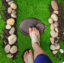 Set Of 3 Cast Iron Sleeping Kitty Cat Garden Stepping Stone Pave Foot Steps