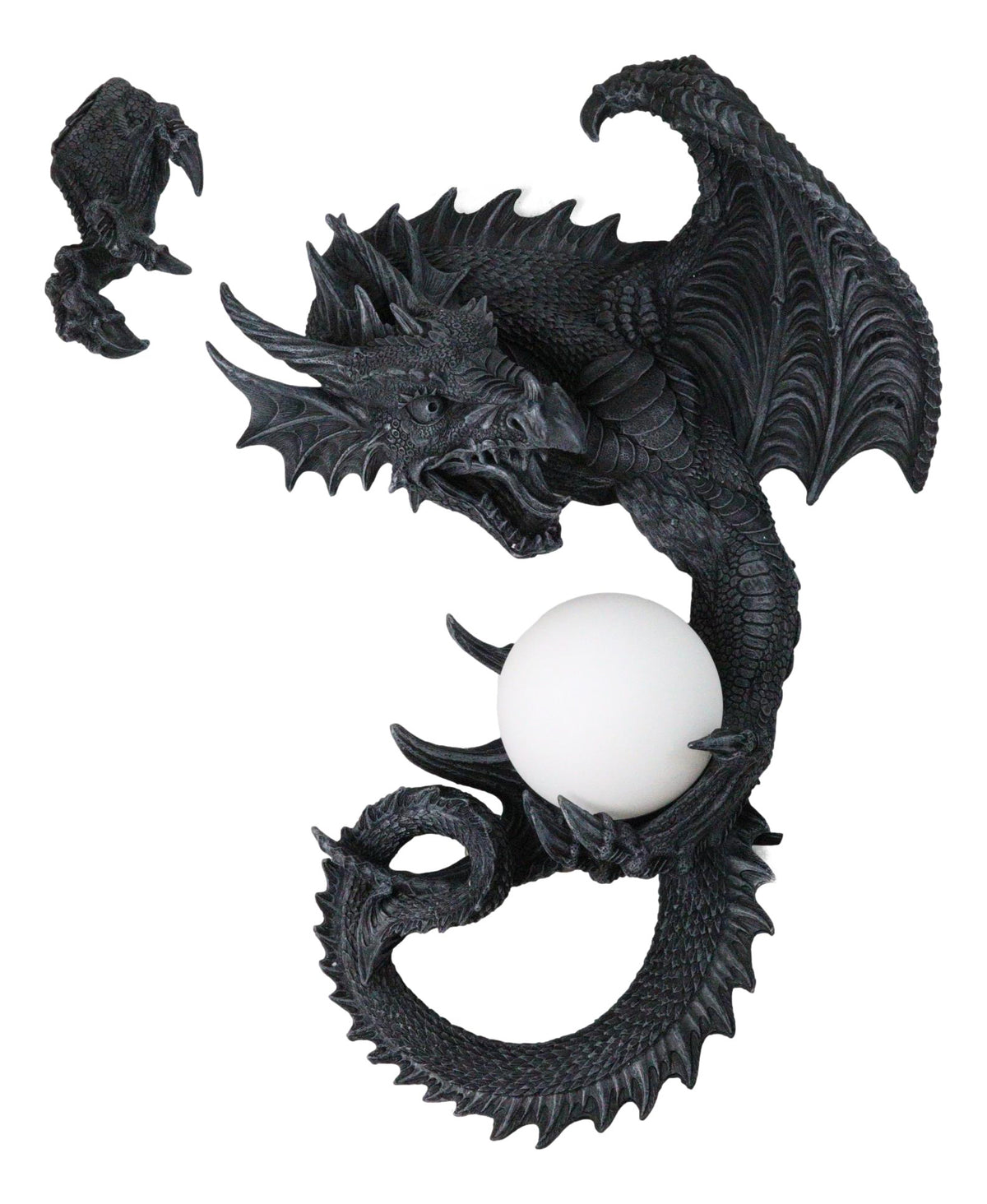 Ebros Gift Gothic Slithering Aetherflare Dragon Wall Orb Lamp with Claw Accent