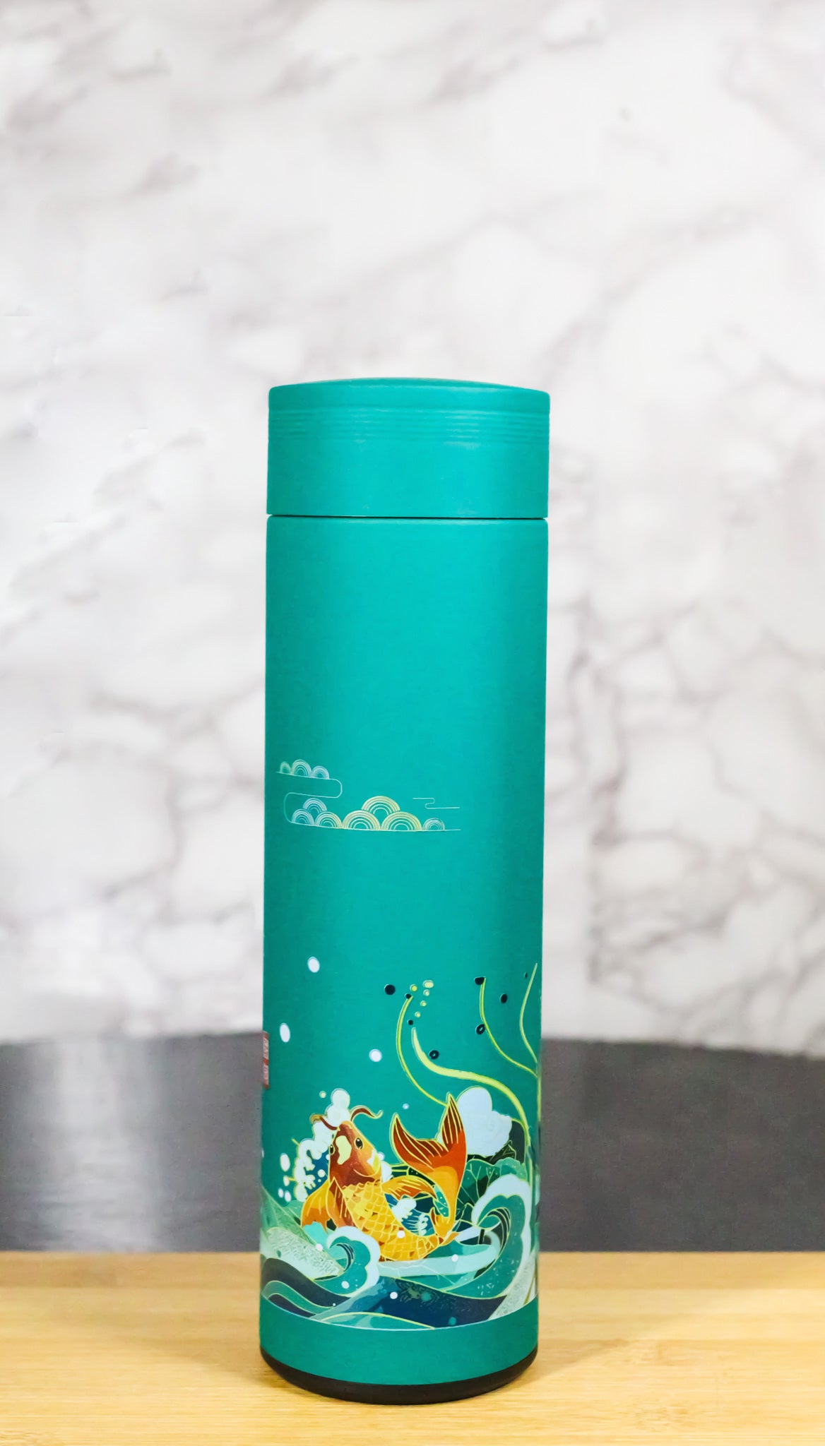 Lotus Koi 17oz Vacuum Insulated Stainless Steel Thermos Bottle With Tea Infuser