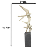 Gold Leaf 2 Acrobatic Raptor Swallow Birds In Flight On Black Base Figurine 19"H