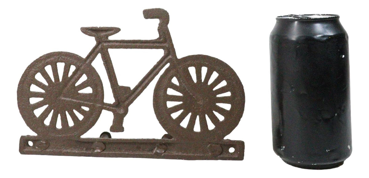 Rustic Cast Iron Hobby Pastime Bicycle Quadruple Multi Peg Wall Coat Hat Hook 8"