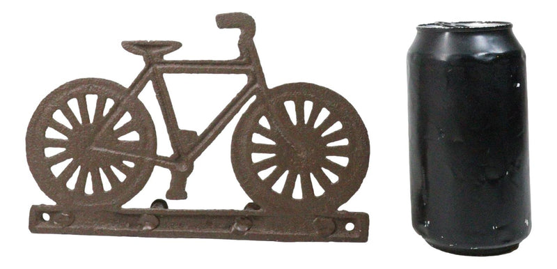 Rustic Cast Iron Hobby Pastime Bicycle Quadruple Multi Peg Wall Coat Hat Hook 8"