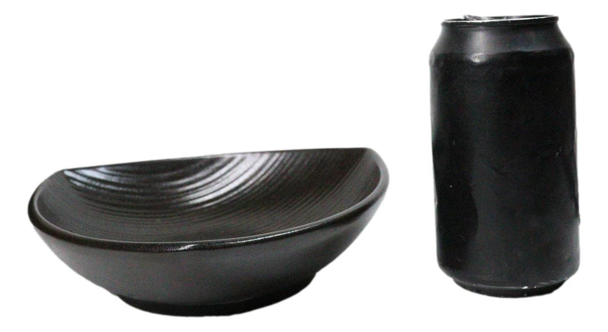 Set Of 6 Kokuyo Black Minimalist Appetizer Salad Triangular Deep Serving Plates