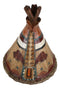 Rustic Western Bison Tribal Indian Teepee Hut Money Coin Savings Bank Figurine