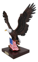 Large Wings Of Liberty Bald Eagle Set On American Flag Statue With Base 17"