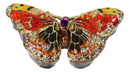 Red Monarch Butterfly Pewter Austrian Crystals Bejewelled Trinket Jewelry Box