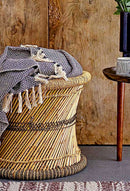 Set of 2 Rustic Western Hand Woven Bamboo Fibers and Natural Ropes Side Tables
