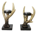 Cozy Pines Antler Tealight Candle Holders Set of 2 Rustic Deer Antler Stands