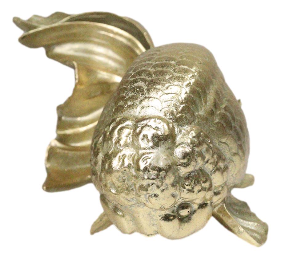 Auspicious Realistic Goldfish Gold Fish Sculpture 8"L Nautical Marine Decor