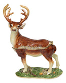 White Tailed Stag Deer Enameled Pewter Austrian Crystals Trinket Jewelry Box