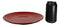 Set Of 6 Traditional Round 10"D Solid Red Black Large Melamine Dinner Plates