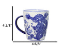 Pack Of 4 Japanese Blue And White Ryu Dragon King Porcelain Mug Cups 12oz