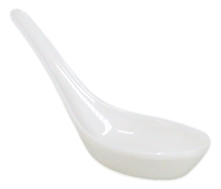 Contemporary High Gloss White Melamine Asian Soup Spoons Pack Of 12 Set