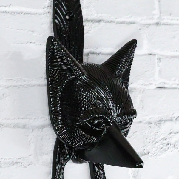 Black Powder Cast Iron Rustic Whimsical Animal Chibi Fox Door