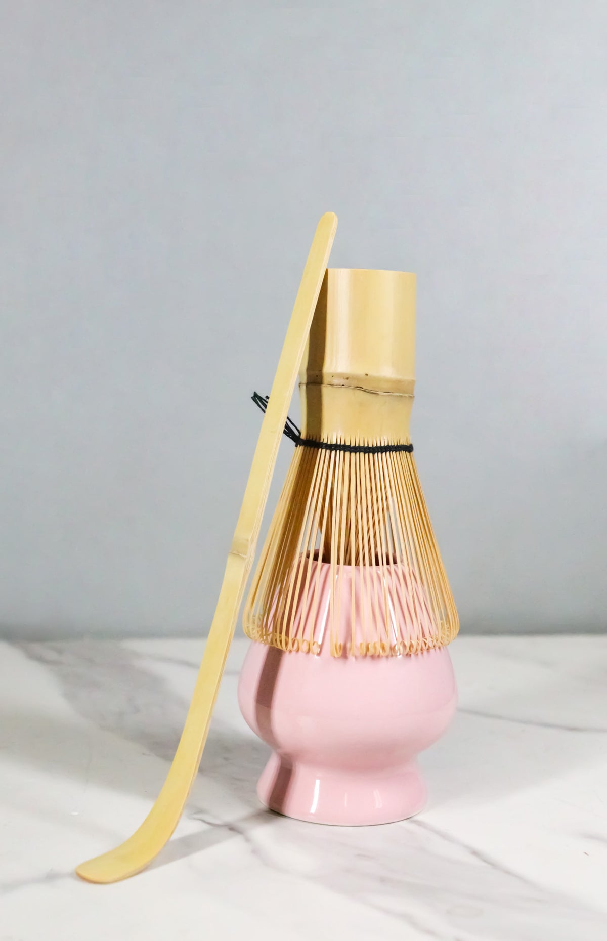 Ebros Pink 3 Piece Matcha Whisk Bamboo Chasen Scoop And Ceramic Stand Set