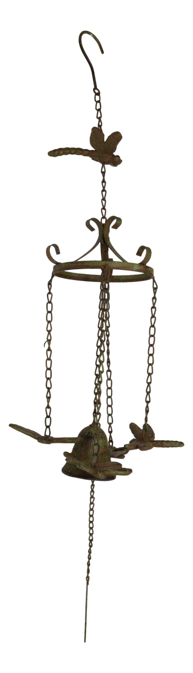 Rustic Cast Iron Cottage Garden Dragonfly New Beginnings Quaint Bell Wind Chime