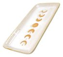 Cream White Ceramic Wicca Witchcraft Moon Phase Trinket Tray Dish Platter 7"L