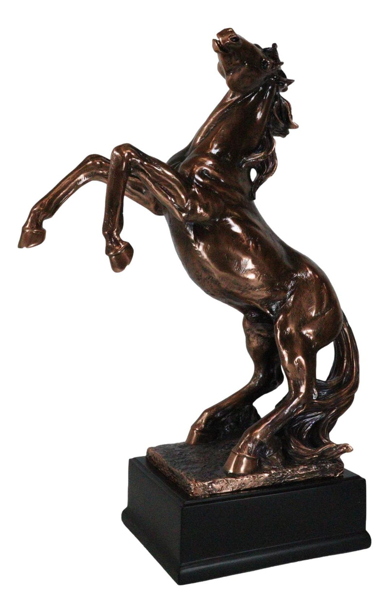 Large 20"H Western Black Beauty Prancing Horse Bronzed Resin Figurine With Base
