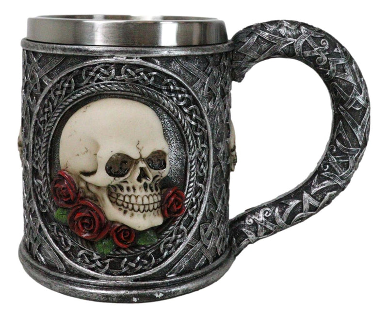 Love Never Dies Day Of The Dead Gothic Sugar Skull With Rose Flowers Coffee Mug