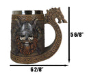 Viking Berserker Skull With Horned Helmet And Axes Dragon Longship Large Mug