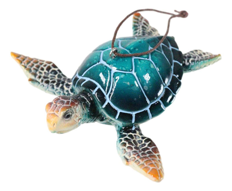 Set Of 4 Nautical Blue Sea Turtles Ocean Marine Wall Hanger Decor Tree Ornaments