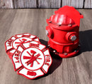 911 Emergency Fireman Fire Hydrant Coaster Set With 4 Firefighter Logo Coasters