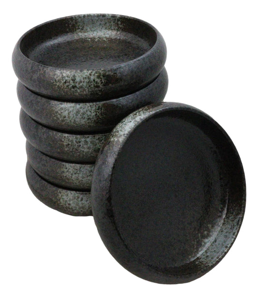 Pack of 6 Grey Tone Hakumu Round Appetizer Salad Banchan Deep Dish Plates 5"D