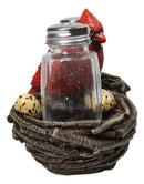 Wildlife Cardinal Nest Salt & Pepper Shaker Holder Red Bird Tabletop Figurine