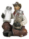 Western Wrangler Cowboy With Hat Scarf And Chaps Salt Pepper Shakers Holder Set