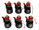 Pack of 6 Porcelain Calligraphy Soy Sauce Vinegar Condiment Dispenser Flask 7oz