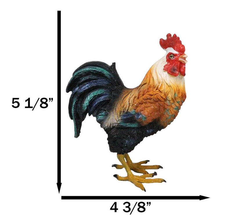 Rustic Western Country Farm White Breasted Chicken Rooster Figurine 5.25"Tall