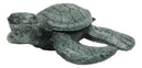 Pack Of 4 Cast Iron Green Verdigris Swimming Sea Turtle Tortoise Mini Figurines