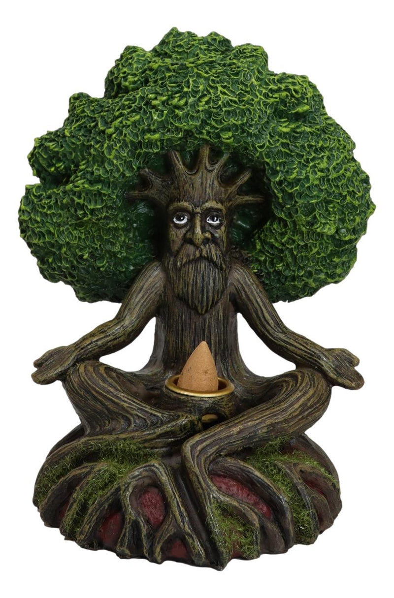 Forest Greenman Tree Man Ent Meditating Backflow Incense Cone Burner Figurine