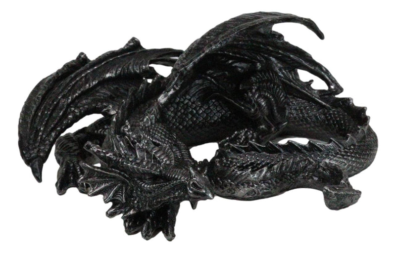 Medieval Fantasy Horned Black Soma Dragon At Repose Collectible Figurine 11"L
