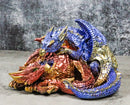 Metallic Iridescent Red and Blue Dragon Family Sleeping Peacefully Figurine