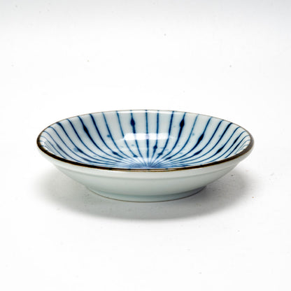 Pack Of 6 Fubuki Tokusa Made In Japan Round Flair Blue Geometry Sauce Dishes