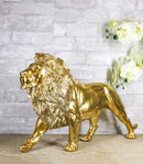 Large Gold Finish African Safari Regal Lion King of The Jungle Figurine 22.5"L